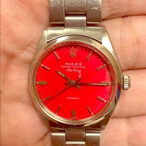 Rolex Air King Oyster Perpetual Mens Red Rare